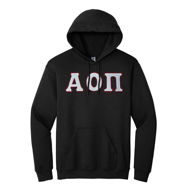 Alpha Omicron Pi Sorority Sewn on Greek Letter Gildan Hoodie
