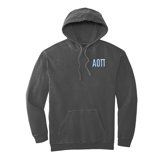 Alpha Omicron Pi Sorority Comfort Colors Embroidered Greek Letter Hooded Sweatshirt