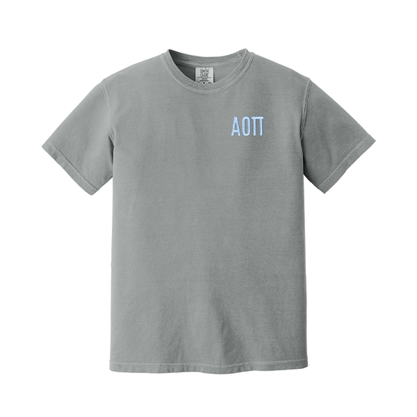 Alpha Omicron Pi Sorority Embroidered Greek Letter Comfort Colors T-shirt
