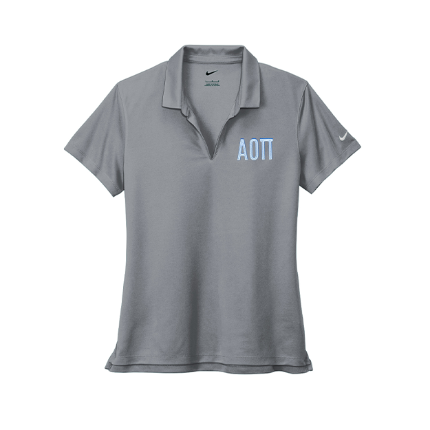 Alpha Omicron Pi Sorority Nike Ladies Dri-FIT polo with embroidered Greek letters