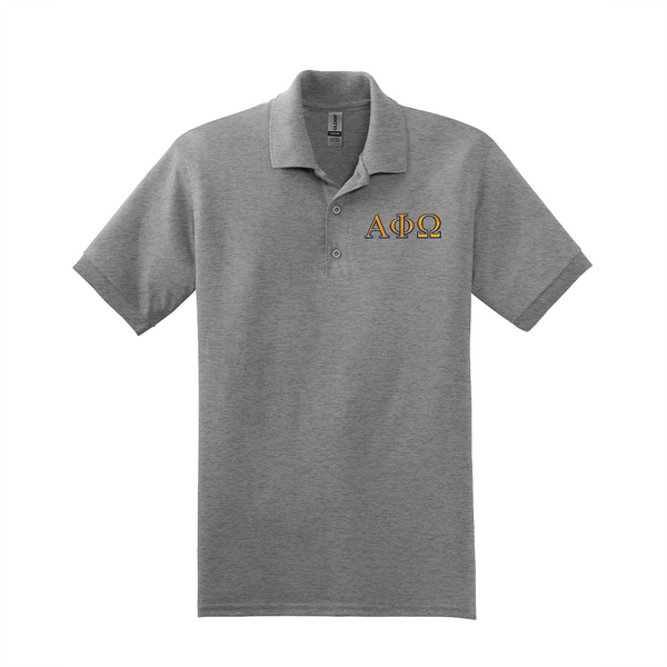 Alpha Phi Omega Fraternity Embroidered Greek Letter Gildan Polo