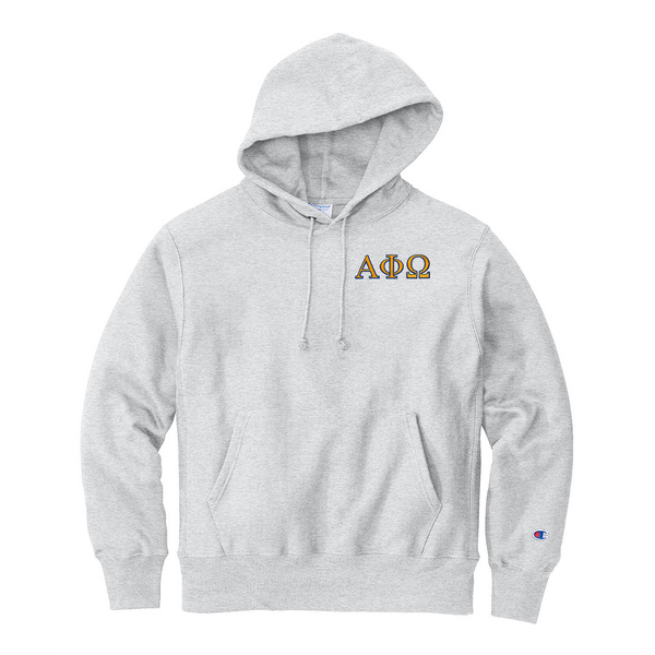 Alpha Phi Omega Fraternity Champion Reverse Weave Embroidered Greek Letter Hoodie