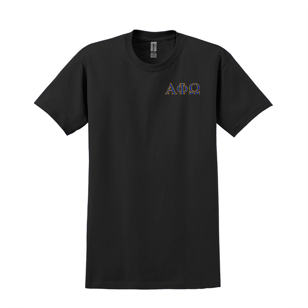 Alpha Phi Omega Fraternity Embroidered Greek Letter Gildan T-shirt