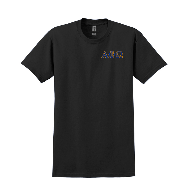 Alpha Phi Omega Fraternity Embroidered Greek Letter Gildan T-shirt