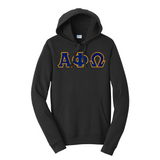 Alpha Phi Omega Fraternity Satin Stitch Sewn on Greek Letter Fan Favorite Port and Company Hoodie