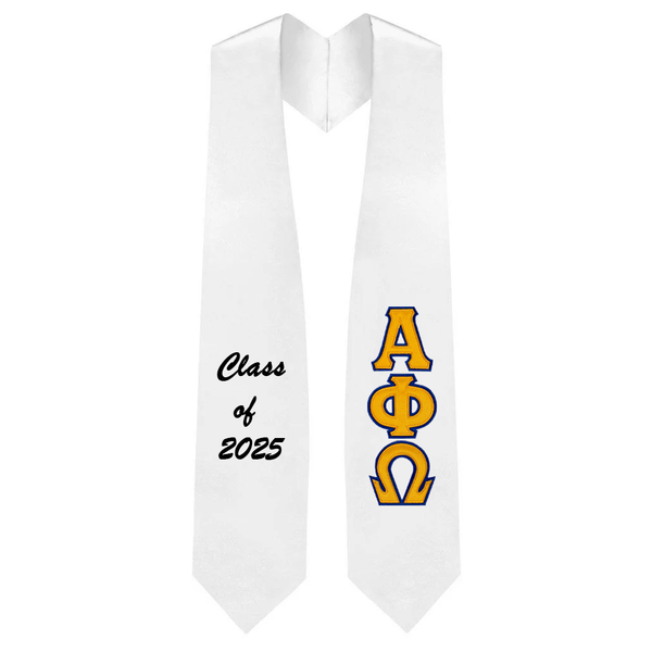 Custom Alpha Phi Omega Fraternity Tackle Twill Greek Letters Graduation Stole