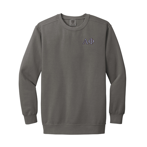 Alpha Phi Sorority Comfort Colors Embroidered Greek Letter Crewneck Sweatshirt
