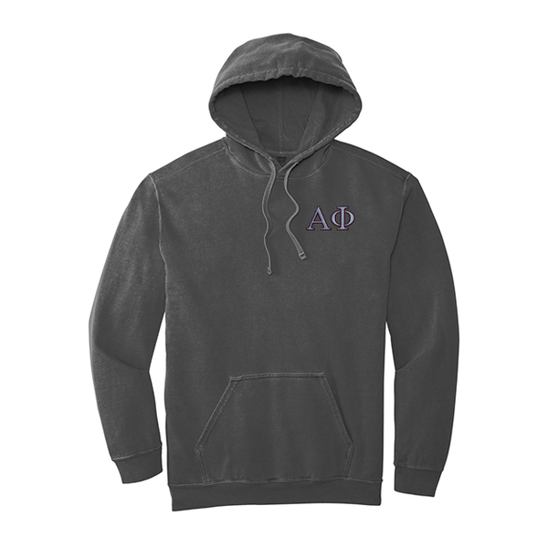 Alpha Phi Sorority Comfort Colors Embroidered Greek Letter Hooded Sweatshirt