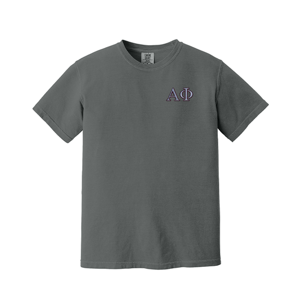 Alpha Phi Sorority Embroidered Greek Letter Comfort Colors T-shirt