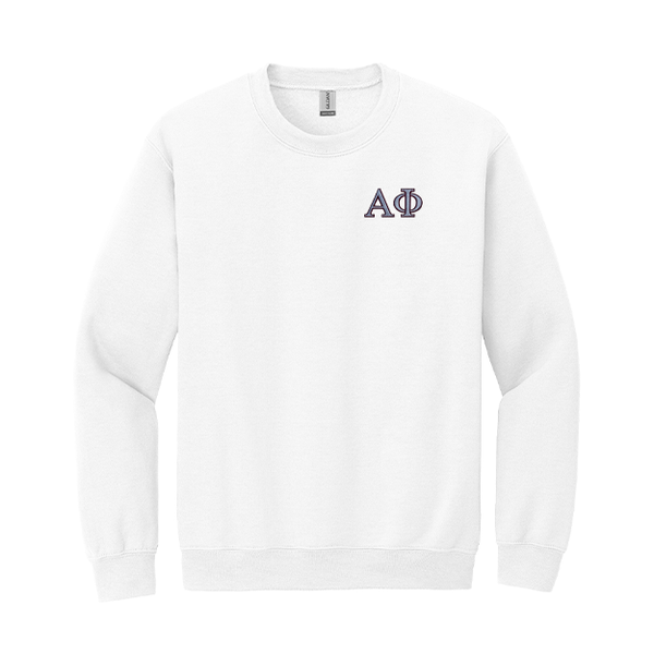 Alpha Phi Sorority Embroidered Greek Letter Gildan Crewneck Sweatshirt.