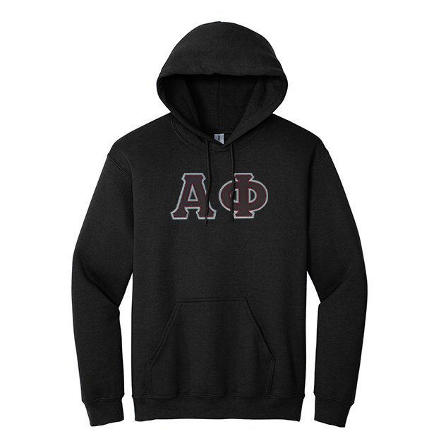Alpha Phi Sorority Sewn on Greek Letter Gildan Hoodie