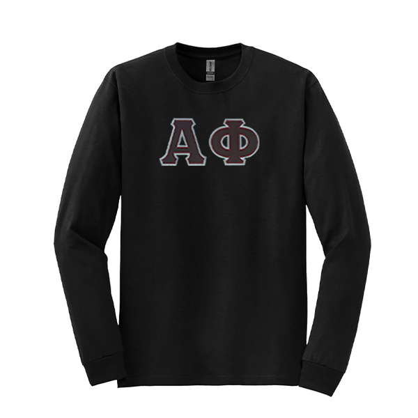 Alpha Phi Sorority Sewn on Greek Letter Gildan Long Sleeve T-shirt