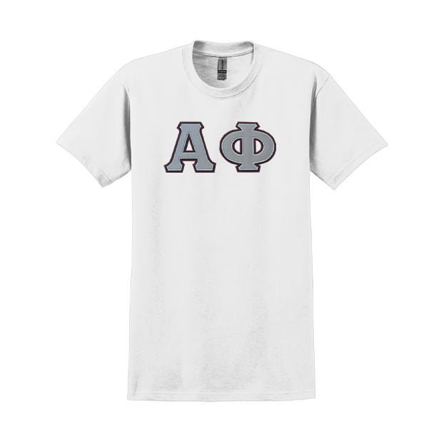 Alpha Phi Sorority Sewn on Greek Letter Gildan T-shirt
