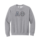 Alpha Phi Sorority Sewn on Greek Letter Gildan Crewneck Sweatshirt