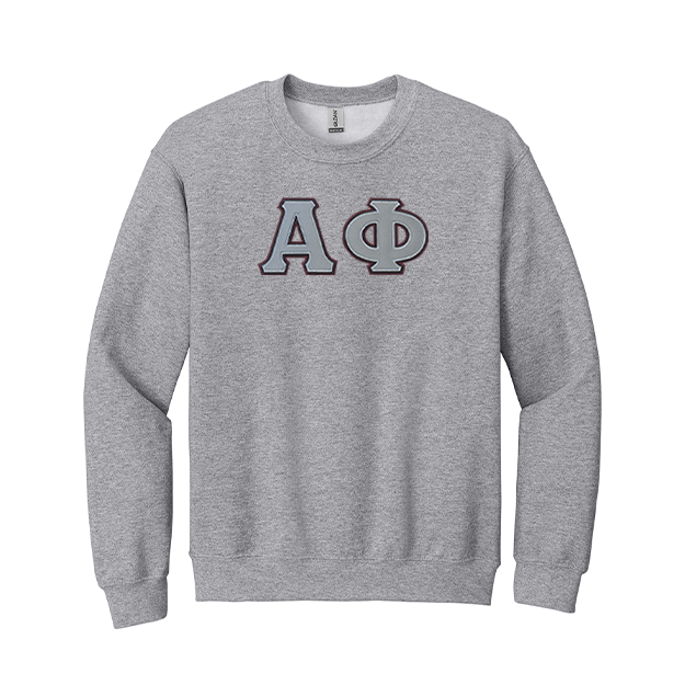 Alpha Phi Sorority Sewn on Greek Letter Gildan Crewneck Sweatshirt
