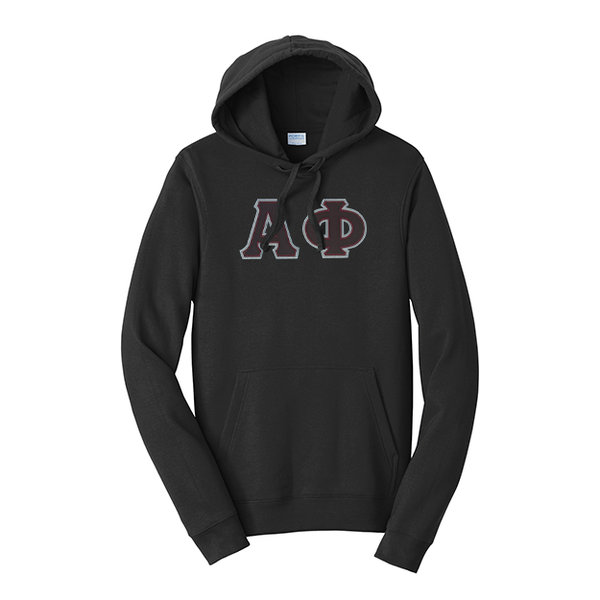 Premium Alpha Phi Sorority Satin Stitch Sewn on Greek Letter Fan Favorite Port and Company Hoodie