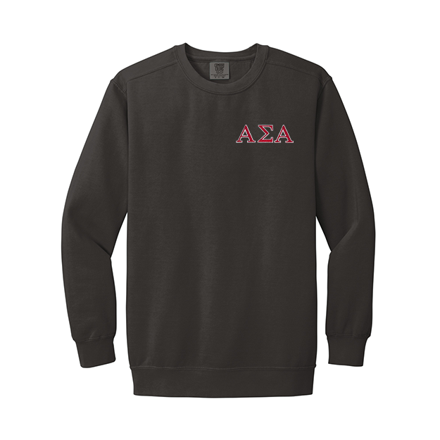 Alpha Sigma Alpha Sorority Comfort Colors Embroidered Greek Letter Crewneck Sweatshirt