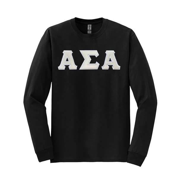 Alpha Sigma Alpha Sorority Sewn on Greek Letter Gildan Long Sleeve T-shirt