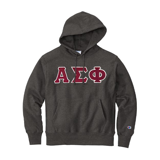 Alpha Sigma Phi Fraternity Champion Reverse Weave Greek Letter Hoodie