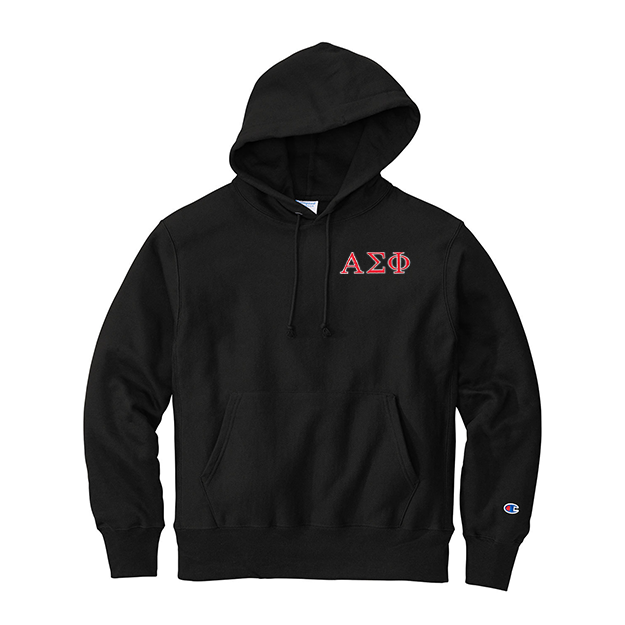 Alpha Sigma Phi Fraternity Champion Reverse Weave Embroidered Greek Letter Hoodie