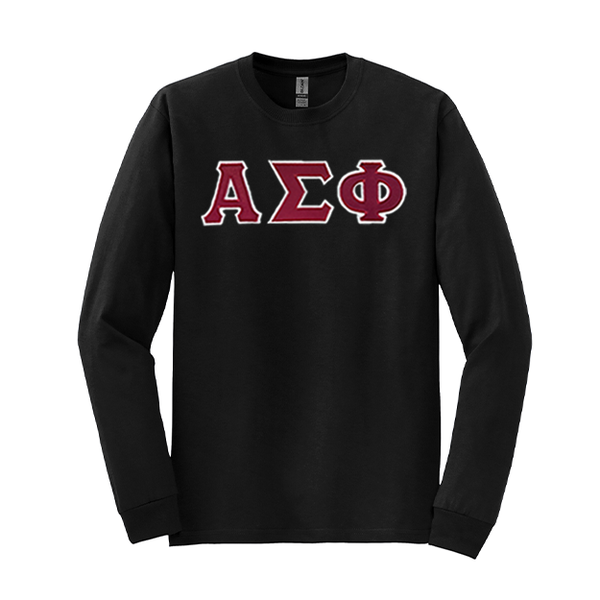 Alpha Sigma Phi Fraternity&nbsp;Sewn on Greek Letter Gildan Long Sleeve T-shirt