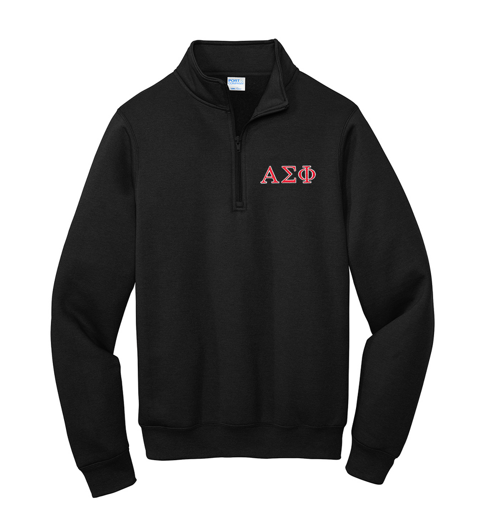 Alpha Sigma Phi Fraternity Quarter Zip Embroidered Greek Letters