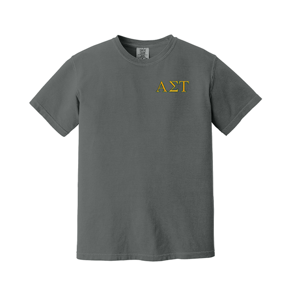 Alpha Sigma Tau Sorority Embroidered Greek Letter Comfort Colors T-shirt