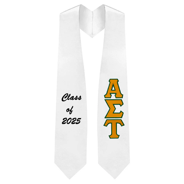 Alpha Sigma Tau Sorority Tackle Twill Greek Letter Graduation Stole