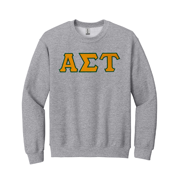 Alpha Sigma Tau Sorority Sewn on Greek Letter Gildan Crewneck Sweatshirt
