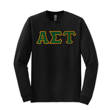 Alpha Sigma Tau Sorority Sewn on Greek Letter Gildan Long Sleeve T-shirt