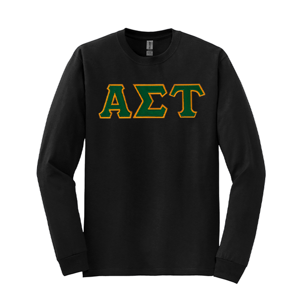 Alpha Sigma Tau Sorority Sewn on Greek Letter Gildan Long Sleeve T-shirt