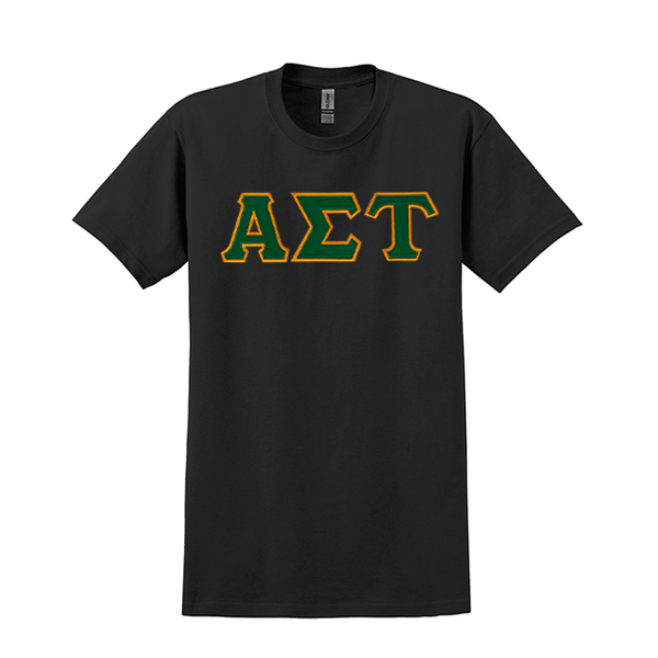 Alpha Sigma Tau Sorority Sewn on Greek Letter Gildan T-shirt