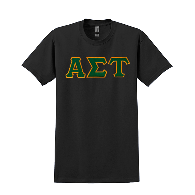 Alpha Sigma Tau Sorority Sewn on Greek Letter Gildan T-shirt
