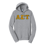 Premium Alpha Sigma Tau Sorority Satin Stitch Sewn on Greek Letter Fan Favorite Port and Company Hoodie