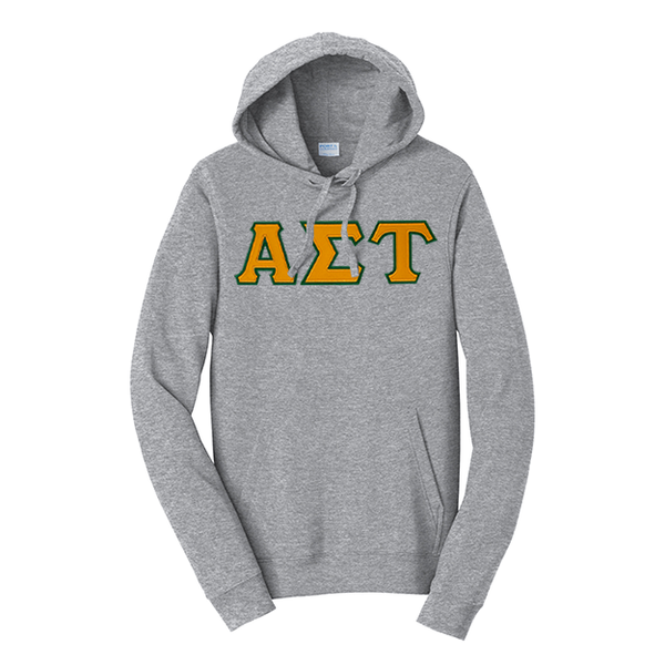 Premium Alpha Sigma Tau Sorority Satin Stitch Sewn on Greek Letter Fan Favorite Port and Company Hoodie