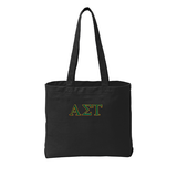 Alpha Sigma Tau Sorority Beach Wash Tote Bag Embroidered Greek Letters