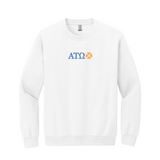 Represent the brotherhood of Alpha Tau Omega with this quality Gildan crewneck sweatshirt. Your distinguished ΑΤΩ letters logo meticulously embroidered on the chest for a timeless and durable presentation
