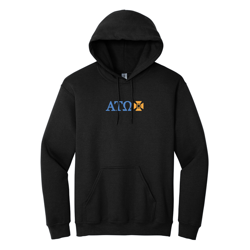 Represent the brotherhood of Alpha Tau Omega with this quality Gildan hoodie. Your distinguished ΑΤΩ letters logo meticulously embroidered on the chest for a timeless and durable presentation