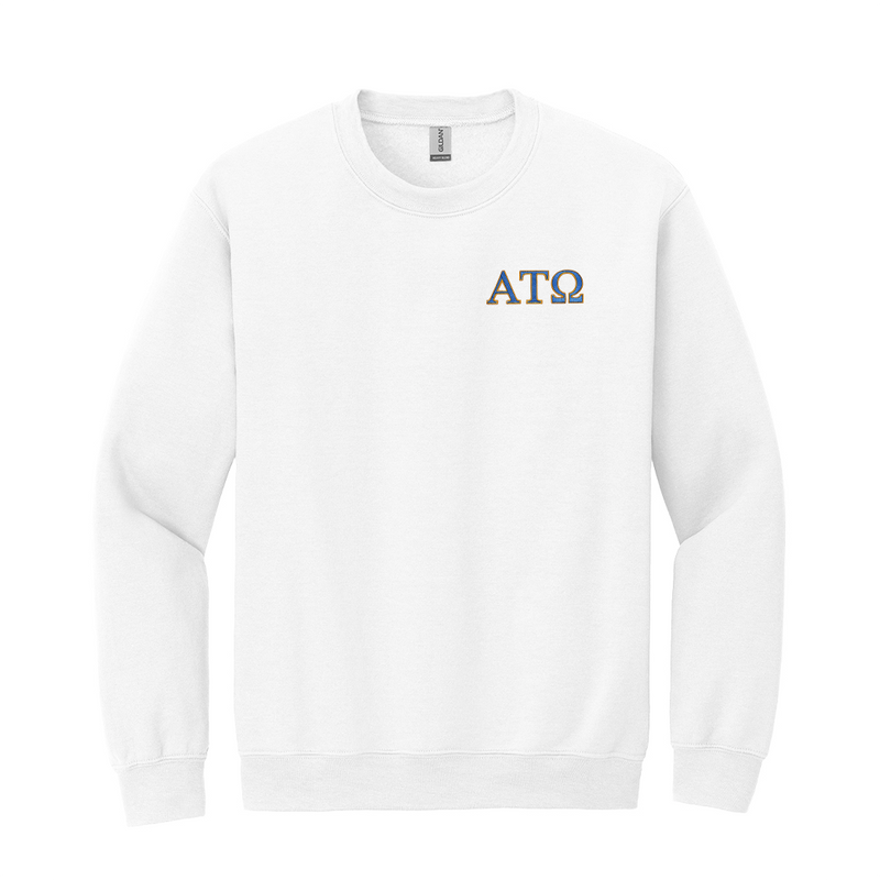 Represent the brotherhood of Alpha Tau Omega with this quality embroidered Gildan crewneck sweatshirt. Your distinguished ΑΤΩ letters are finely stitched for a classic and durable presentation 
