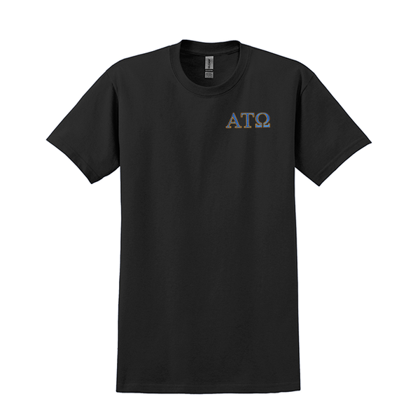 Alpha Tau Omega Fraternity Embroidered Greek Letter Gildan T-shirt