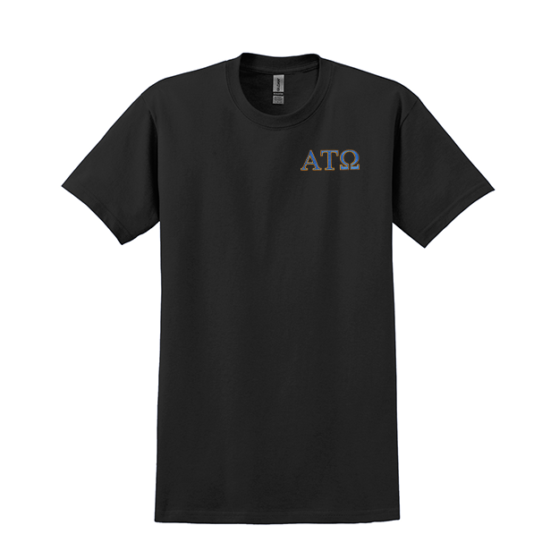 Alpha Tau Omega Fraternity Embroidered Greek Letter Gildan T-shirt