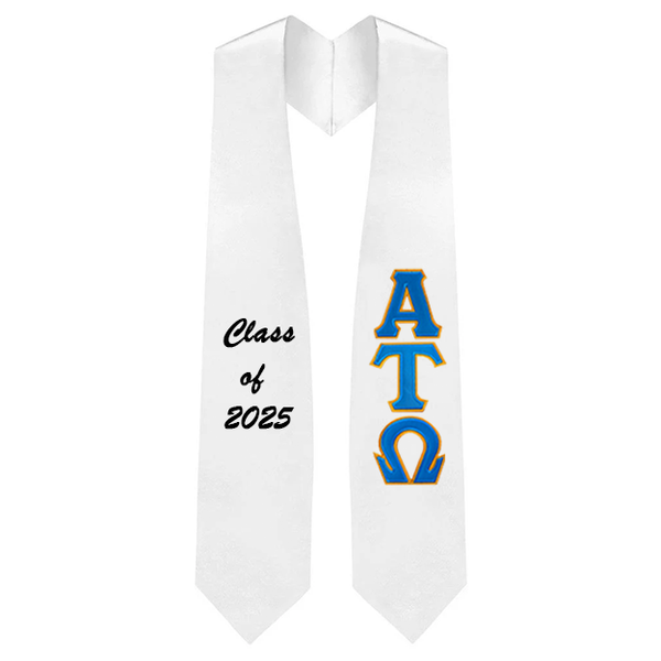 Custom Alpha Tau Omega Fraternity Tackle Twill Greek Letter Graduation Stole
