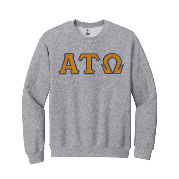 Alpha Tau Omega Fraternity Sewn on Greek Letter Gildan Crewneck Sweatshirt