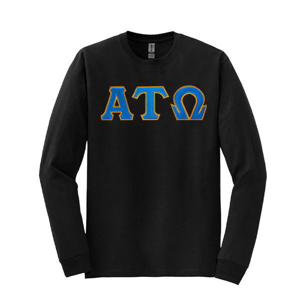 Alpha Tau Omega Fraternity Sewn on Greek Letter Gildan Long Sleeve T-shirt