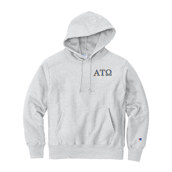Alpha Tau Omega Fraternity Champion Reverse Weave Embroidered Greek Letter Hoodie