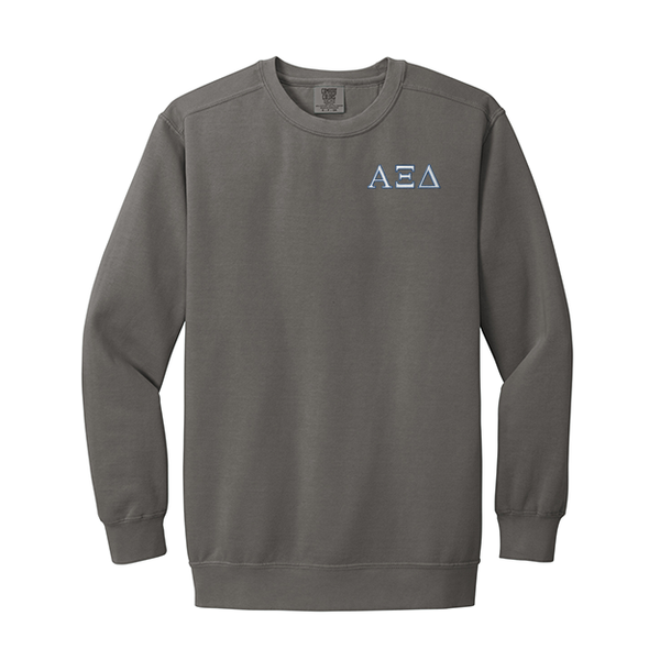 Alpha Xi Delta Sorority Comfort Colors Embroidered Greek Letter Crewneck Sweatshirt