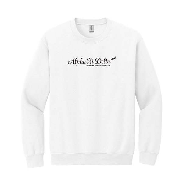 Wear your Alpha Xi Delta embroidered logo with confidence in this beautifully styled Gildan crewneck sweatshirt. Your cherished ΑΞΔ logo expertly embroidered on the chest for a timeless and classic look