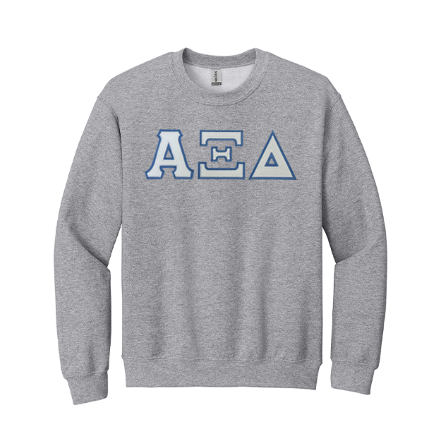 Alpha Xi Delta Sorority Sewn on Greek Letter Gildan Crewneck Sweatshirt.