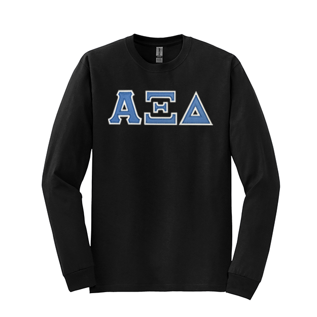 Alpha Xi Delta Sorority Sewn on Greek Letter Gildan Long Sleeve T-shirt