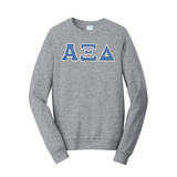 Premium Alpha Xi Delta Sorority Satin Stitch Sewn on Greek Letter Fan Favorite Port and Company Crewneck Sweatshirt